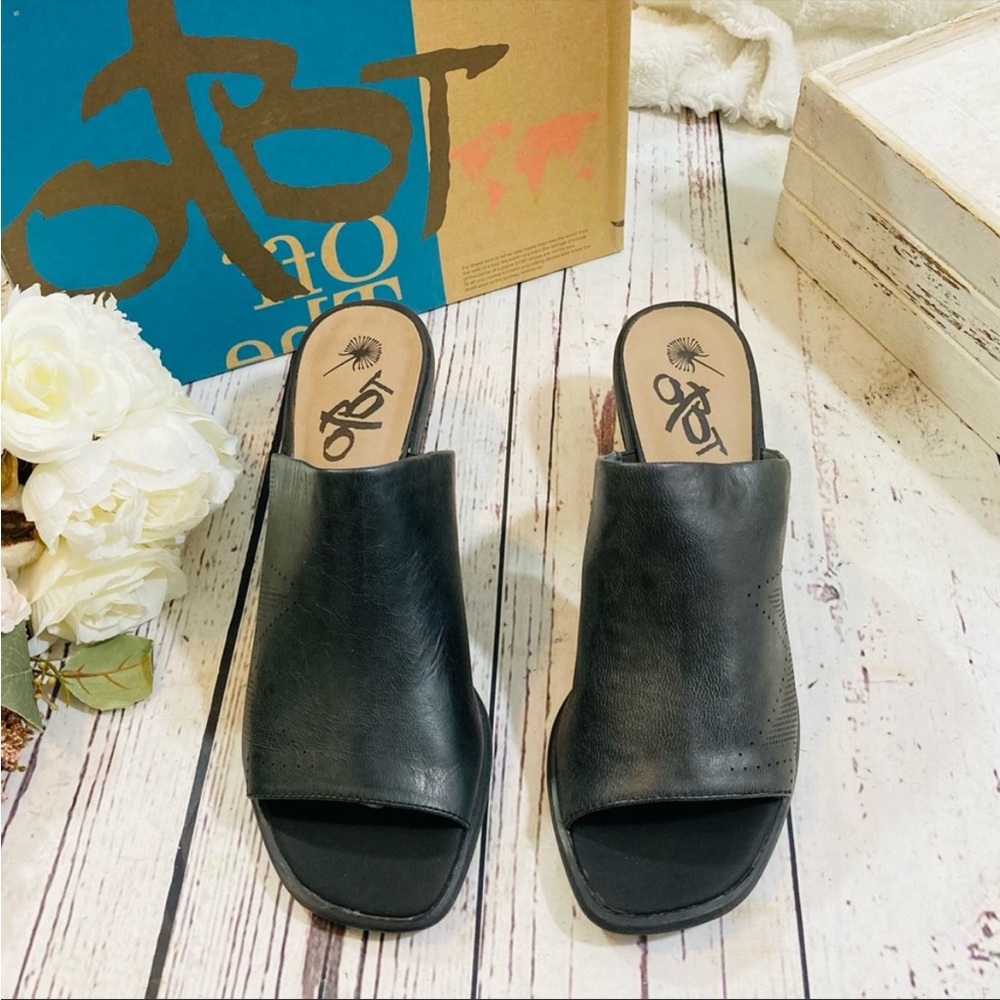 OTBT southwest chunky block western heel slides